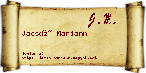 Jacsó Mariann névjegykártya